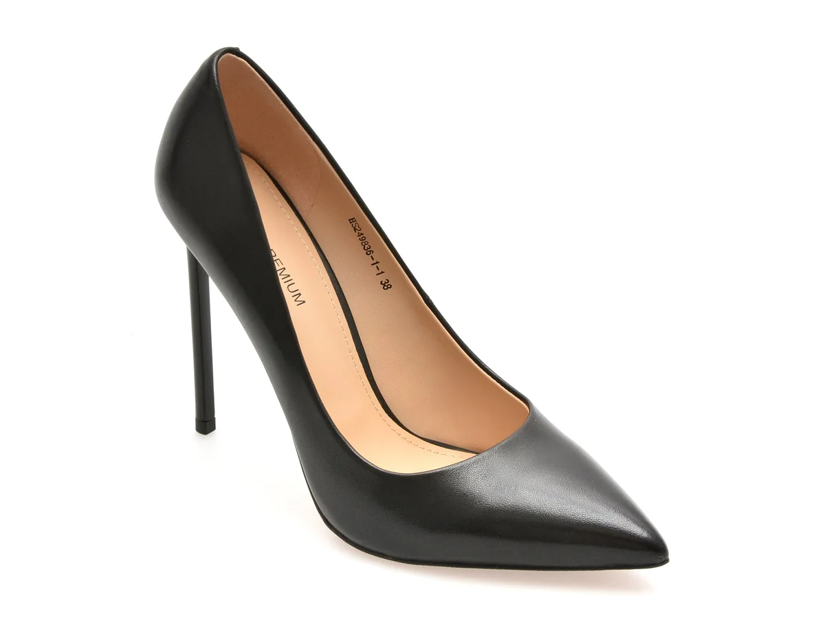 Pantofi Eleganți Epica Premium Negri, 249836, Din Piele Naturală