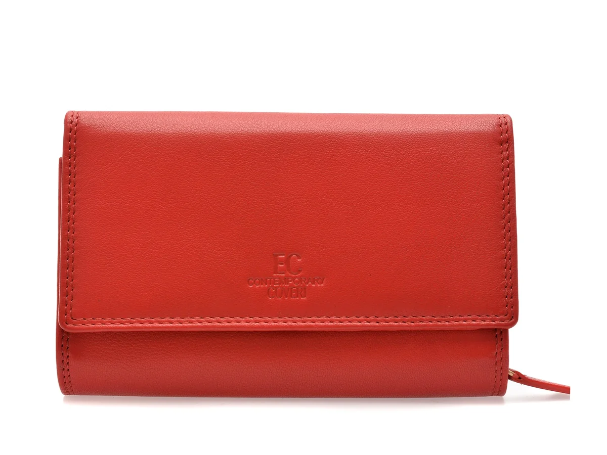 Portofel Coveri Rosu, EC70230, Din Piele Naturala