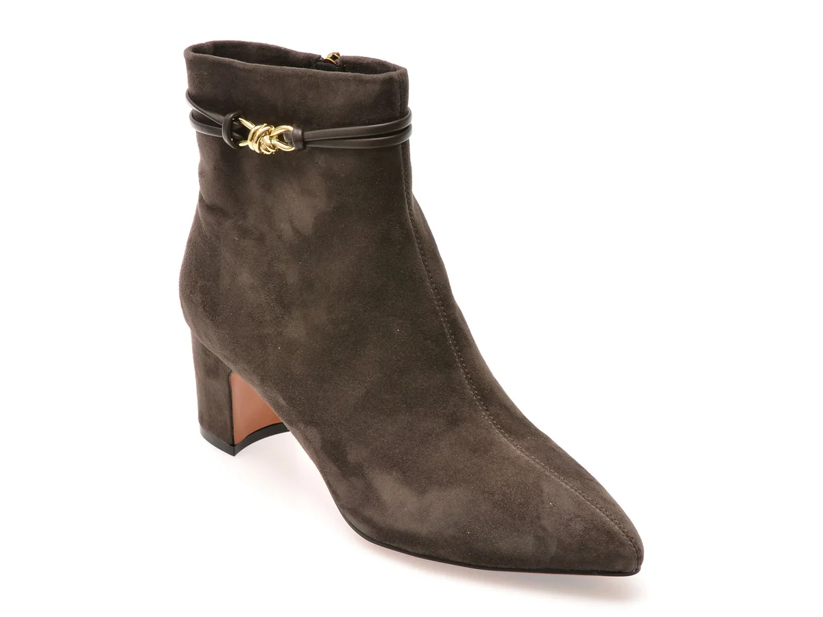 Botine Epica Gri, 33M2523, Din Piele Întoarsă