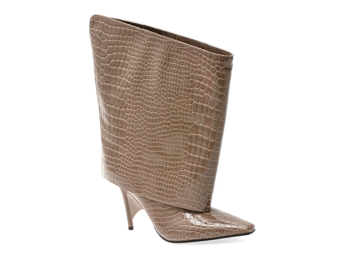 Cizme Elegante Epica Gri A0910 Din Piele Ecologica