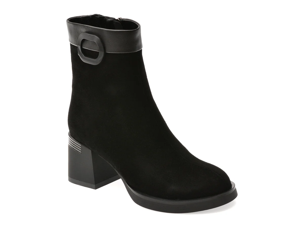 Ghete Flavia Passini Negre, Rt5740, Din Piele Întoarsă