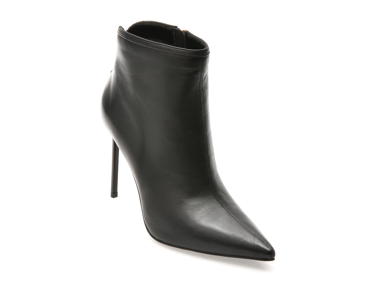 Botine Elegante Epica Premium Negre, T0402, Din Piele Naturala