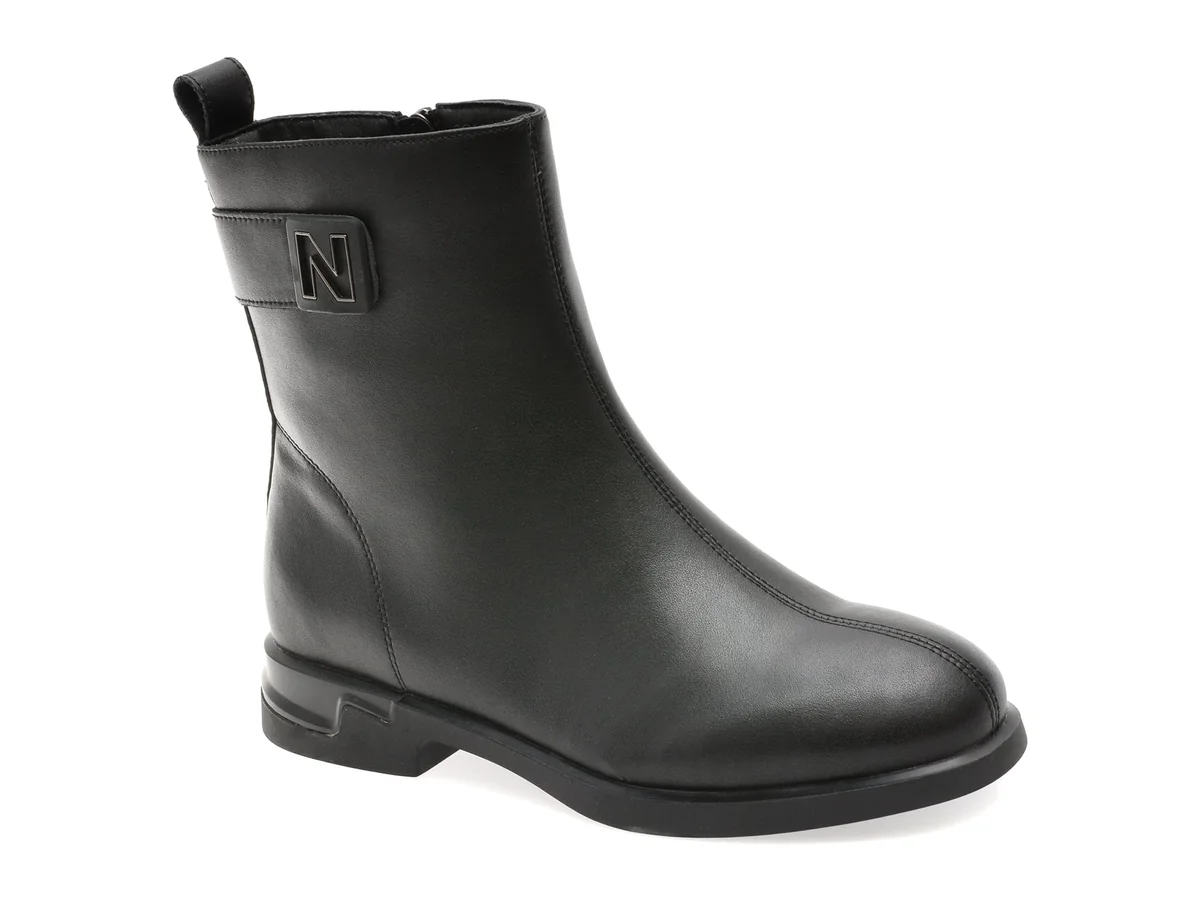 Ghete Flavia Passini Negre, M01245, Din Piele Naturală