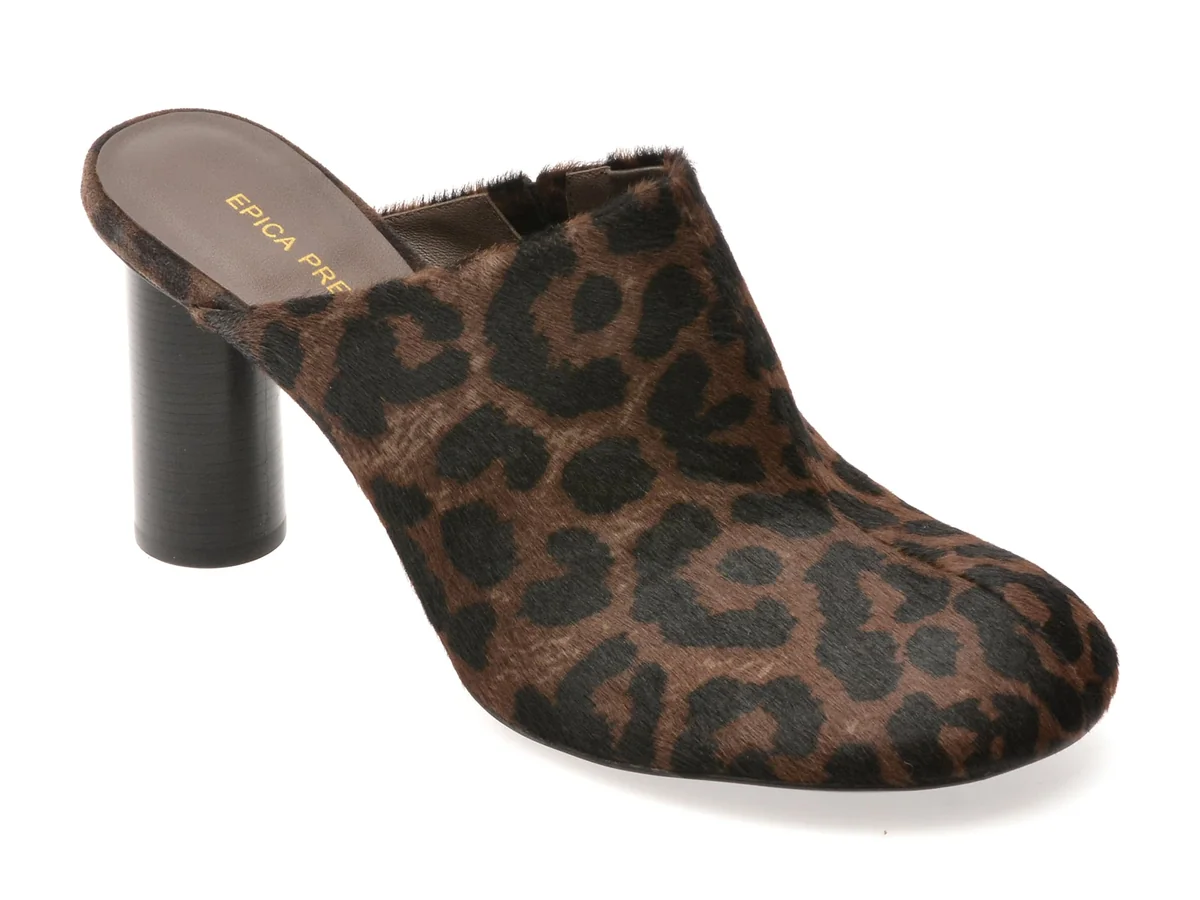 Papuci Epica Premium Maro, 869, Din Piele Naturala