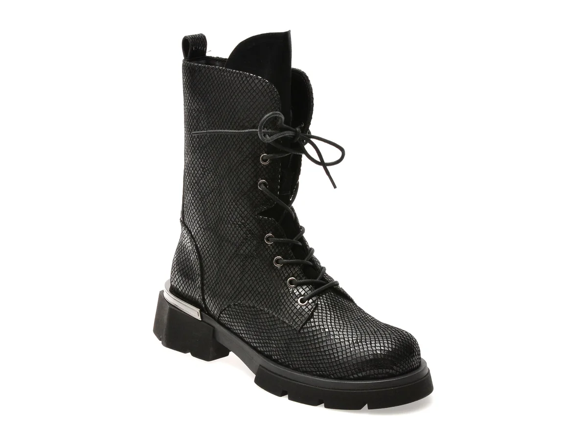 Ghete Flavia Passini Negre, 2122, Din Piele Intoarsa