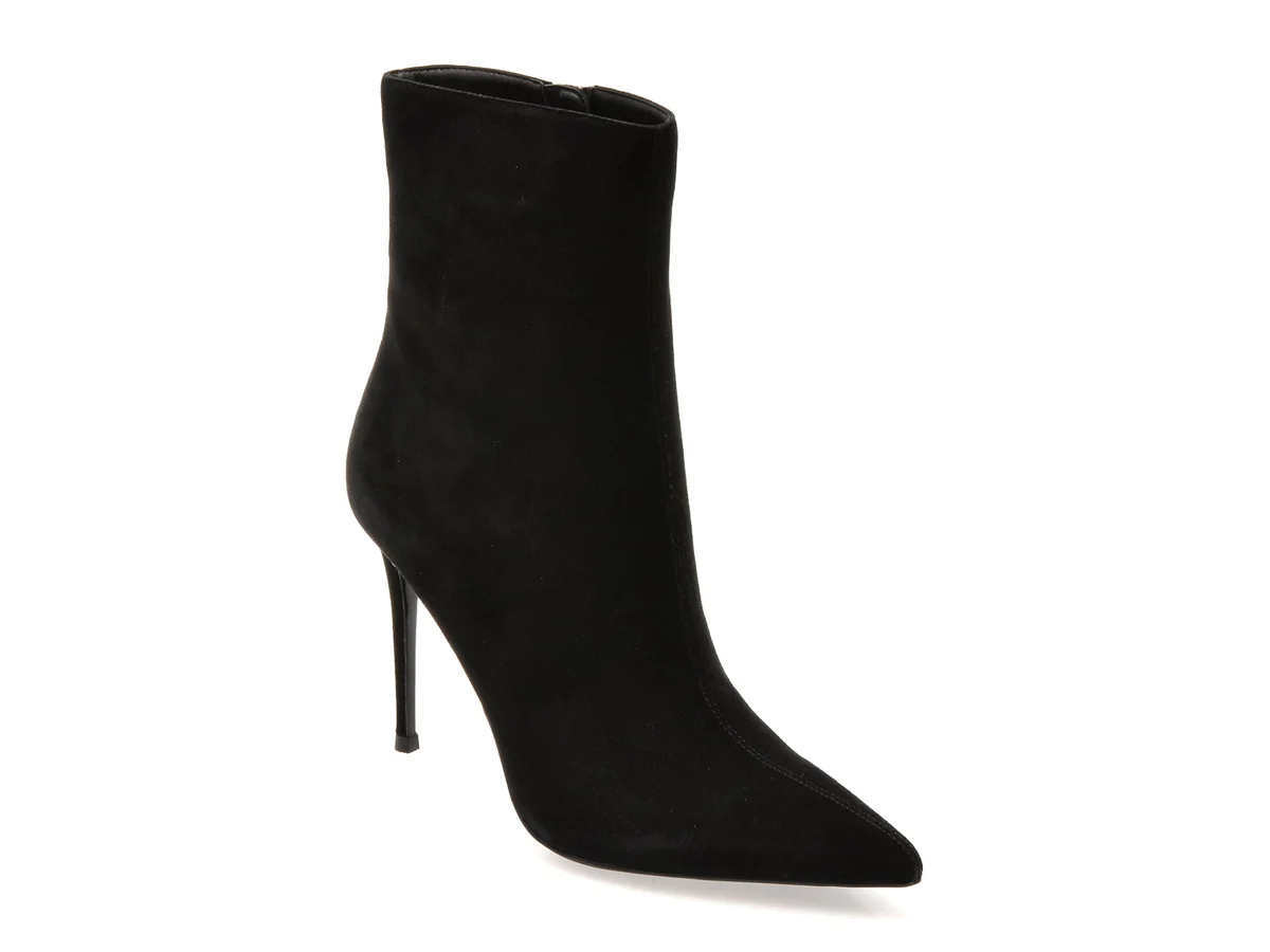 Botine Elegante Epica Premium Negre 2466T Din Piele Intoarsa