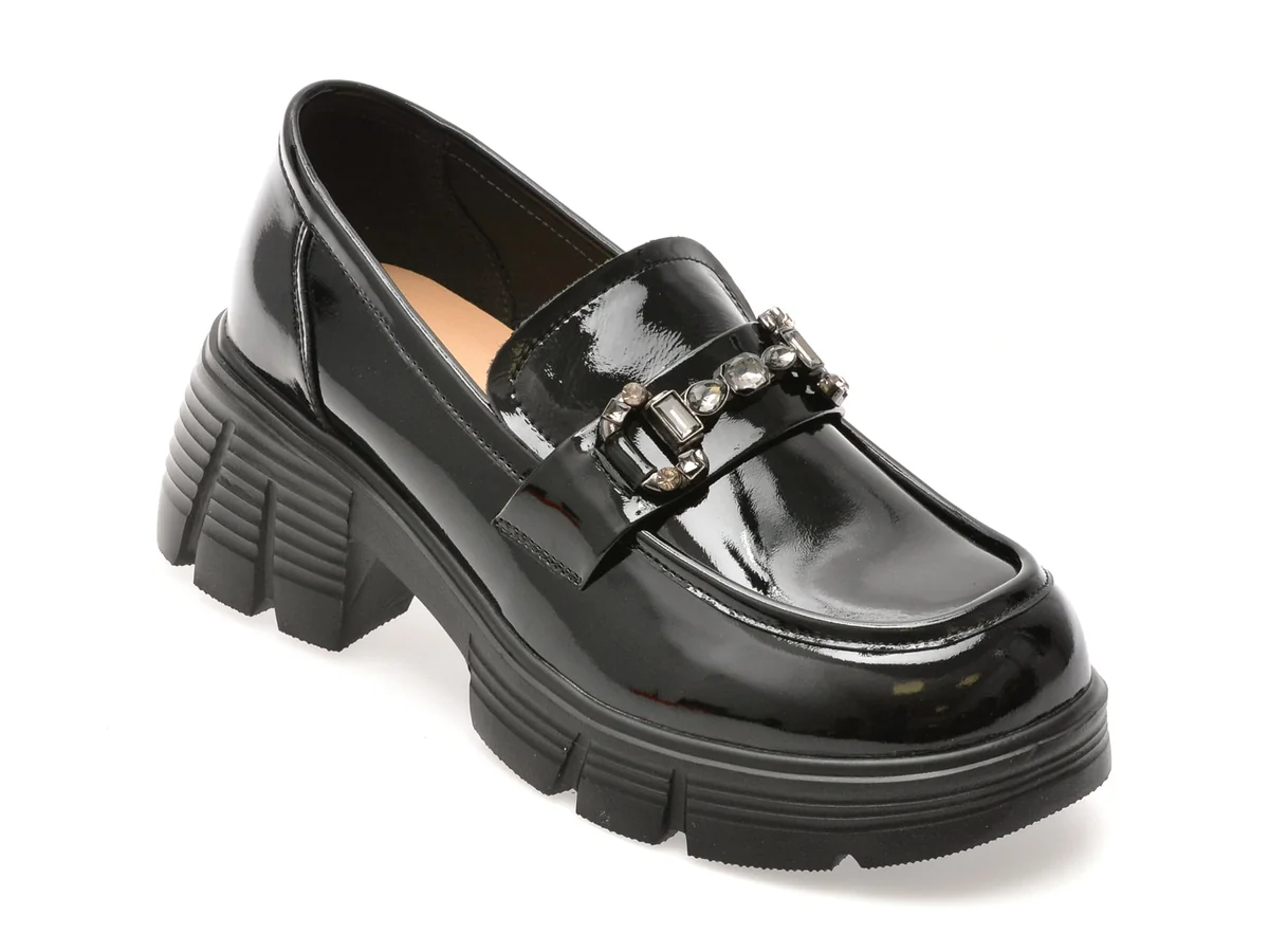 Mocasini Flavia Passini Negri, 5672, Din Piele Naturala Lacuita