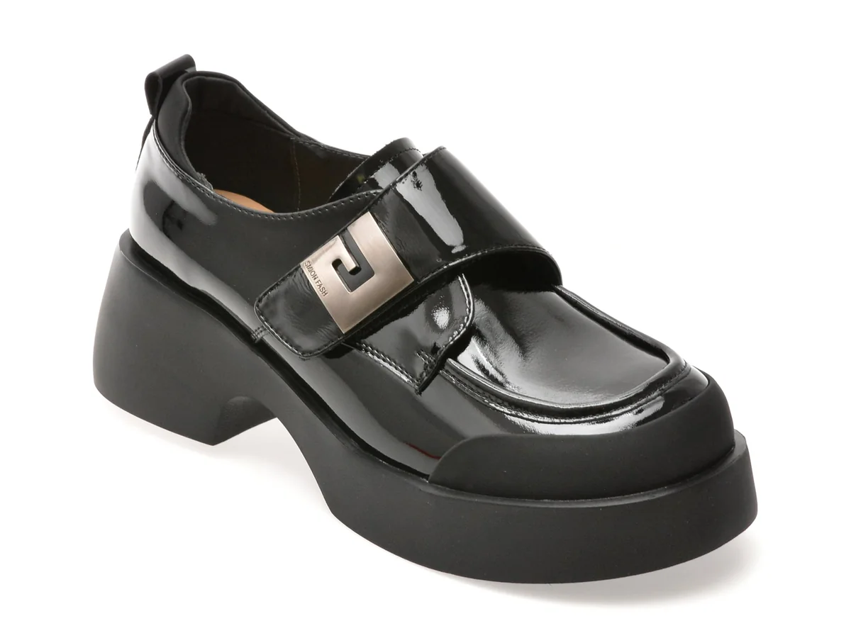 Pantofi Gryxx Negri, 5662, Din Piele Naturala Lacuita