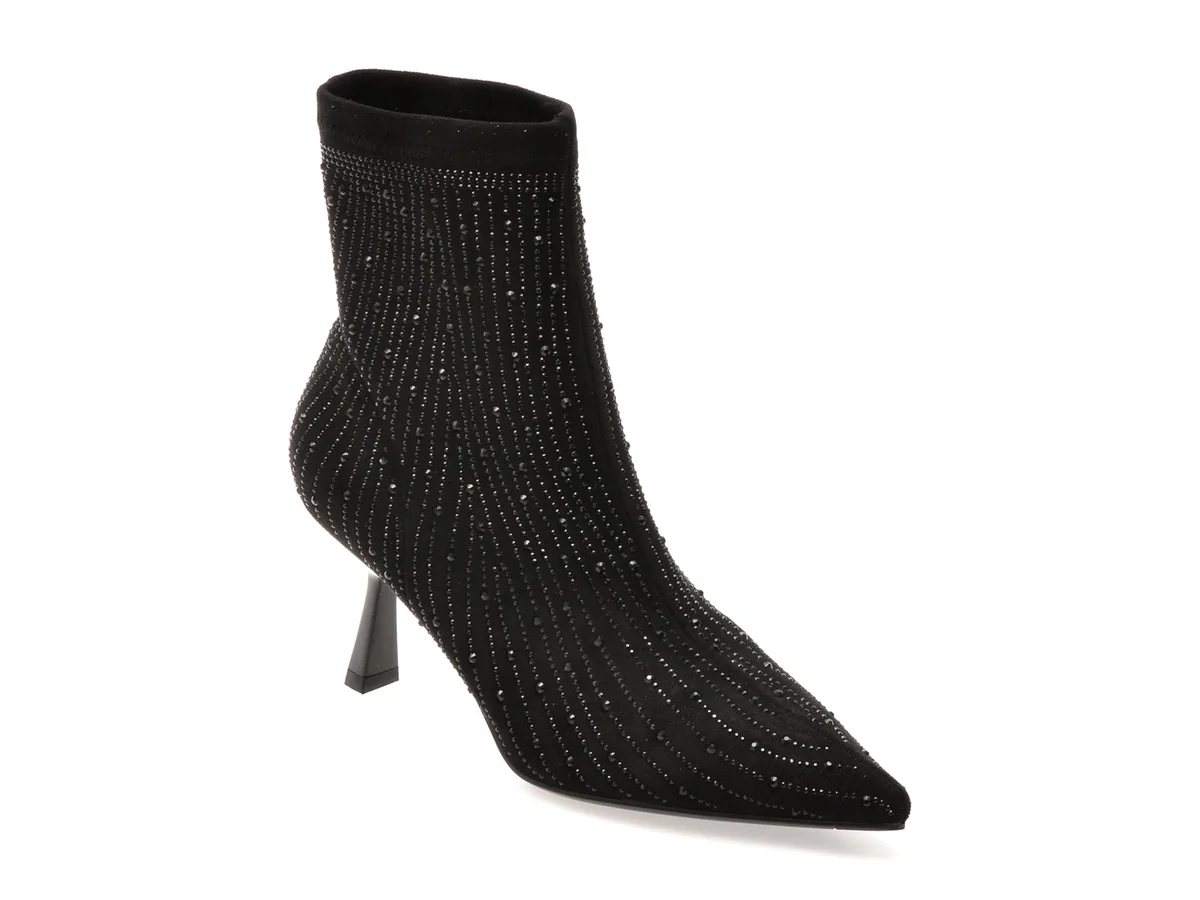 Botine Elegante Epica Negre, 26V670, Din Material Textil