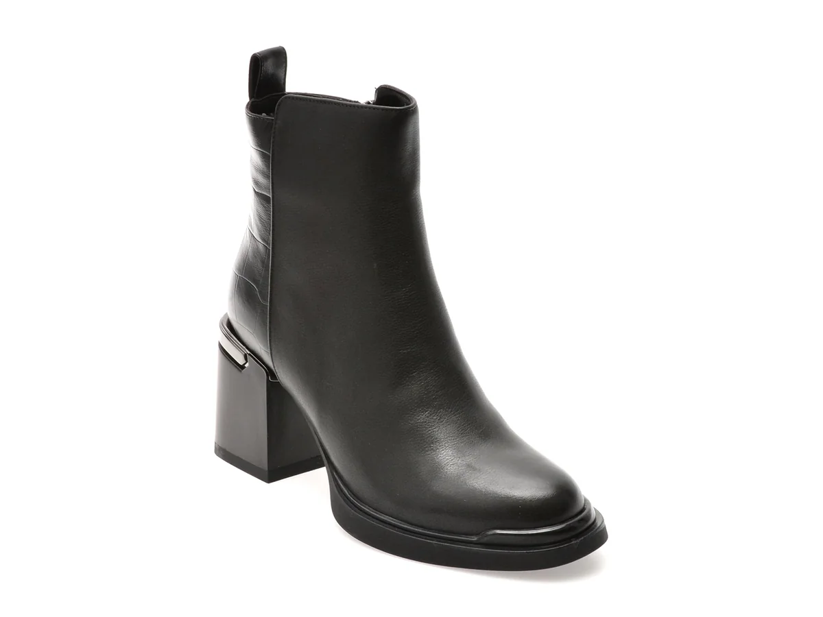 Botine Epica Negre, 2177, Din Piele Naturală