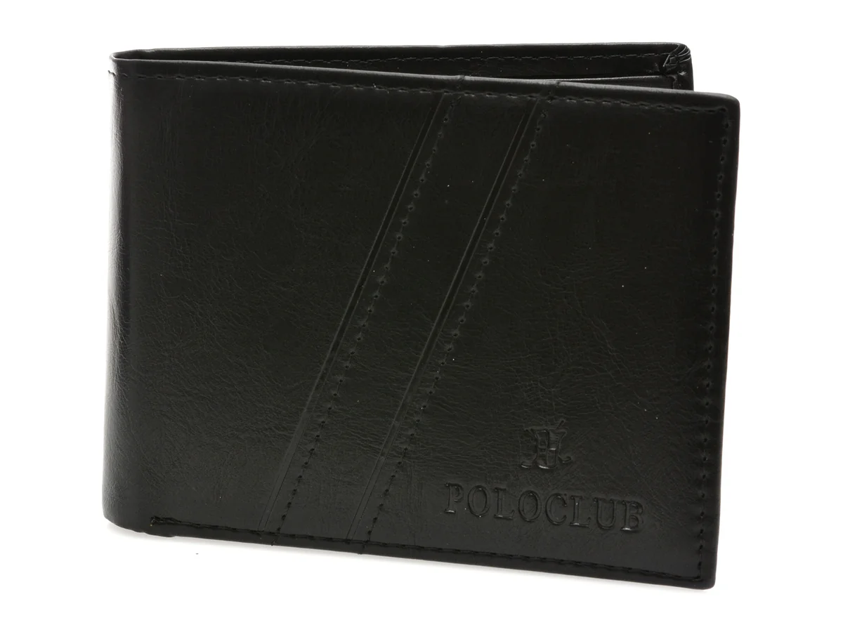 Portofel Polo Club Negru, PCP9012, Din Piele Naturală