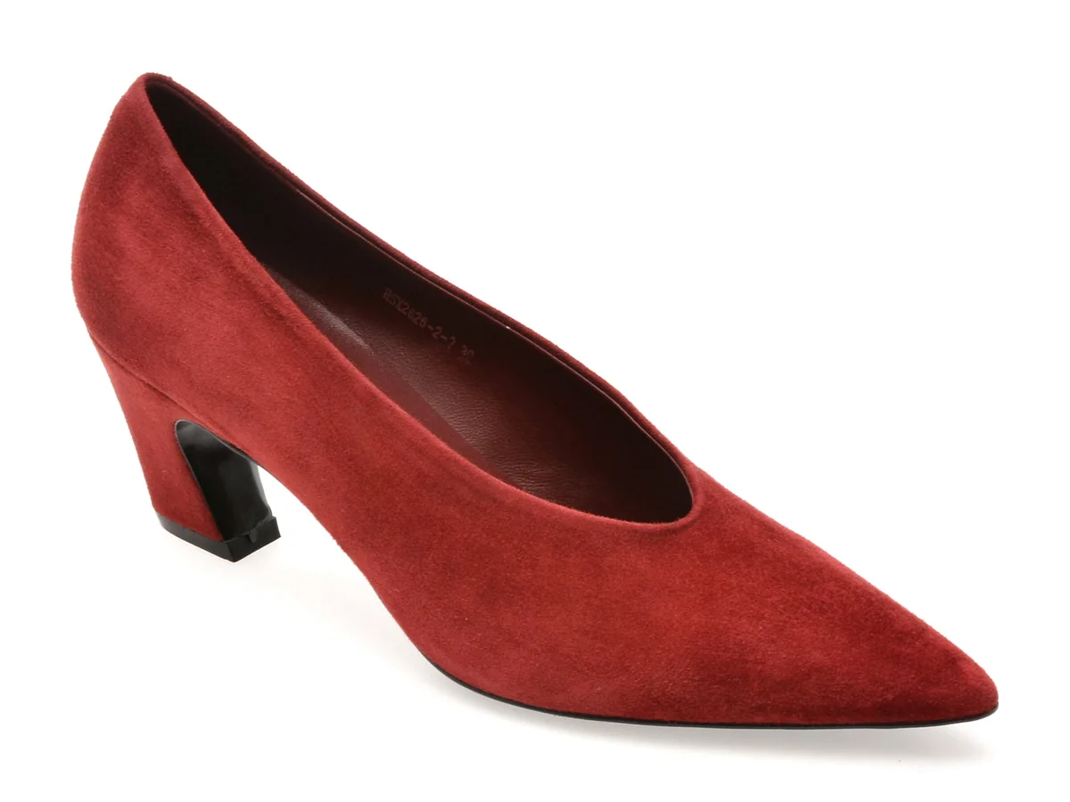 Pantofi Eleganți Epica Premium Roșii, X2626, Din Piele Întoarsă