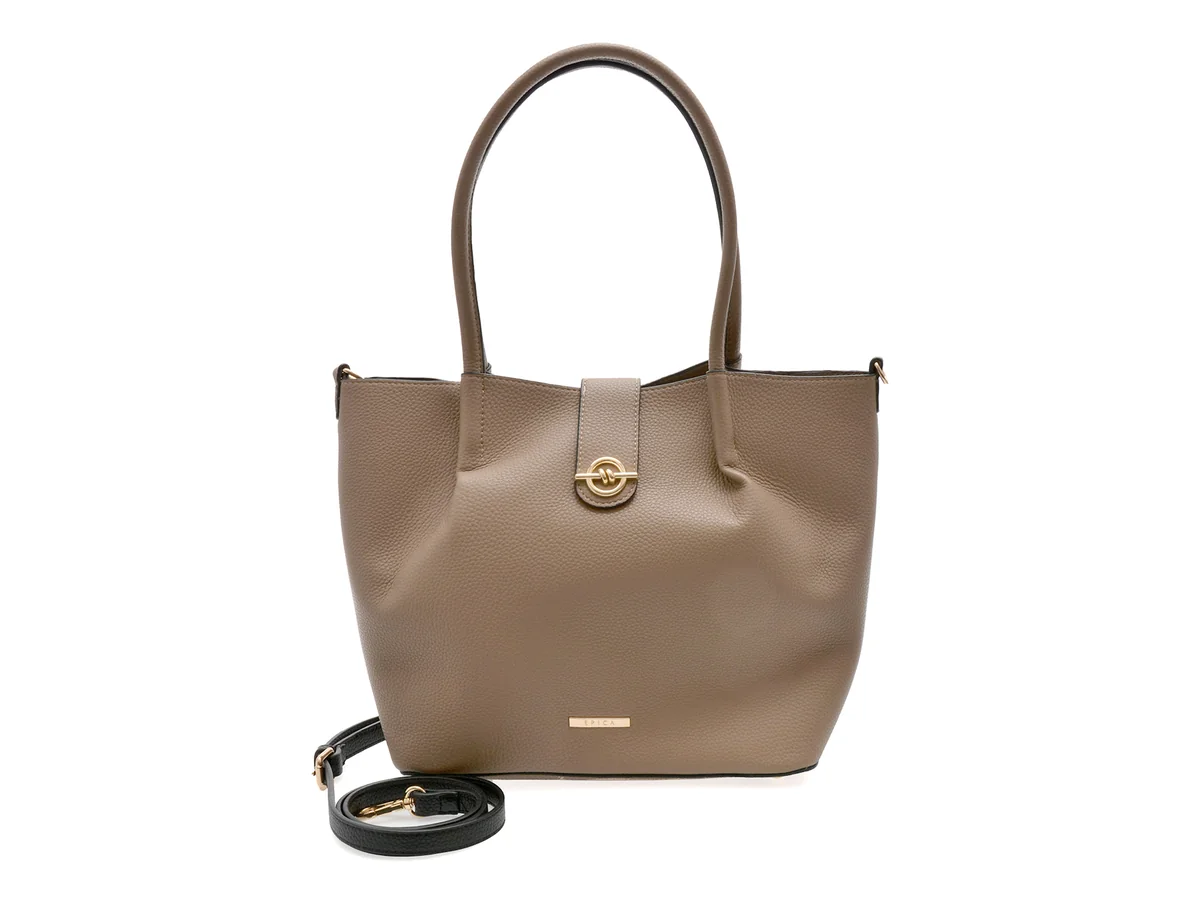 Geanta Epica Gri, 7044, Din Piele Ecologică