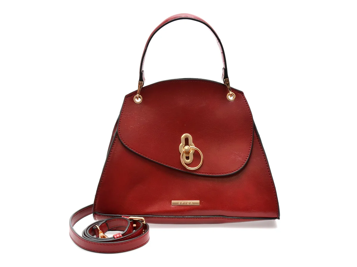 Geanta Epica Roșie, 2420088, Din Piele Ecologică