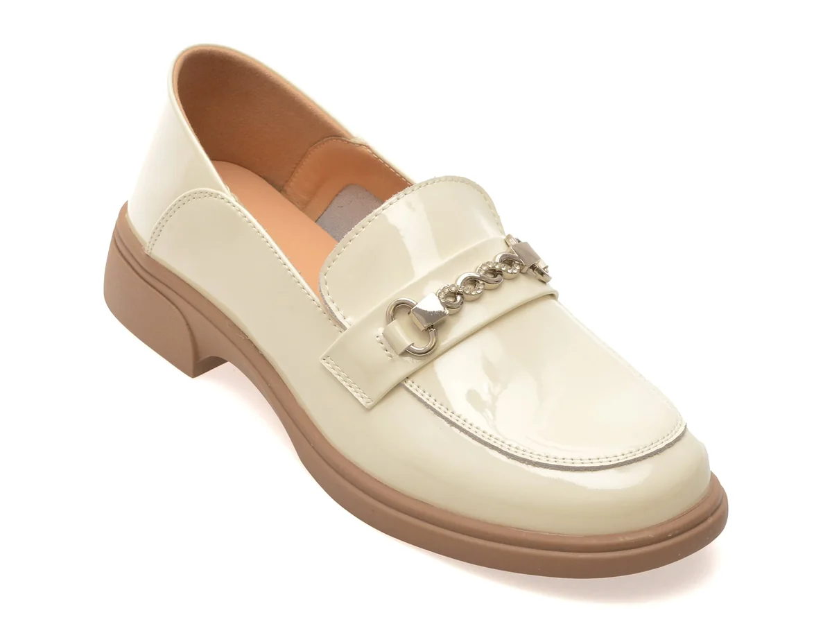 Mocasini Flavia Passini Bej, 5685, Din Piele Naturala Lacuita