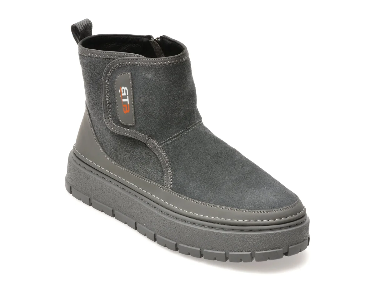 Ghete Bite The Bullet Gri, 1198, Din Piele Intoarsa