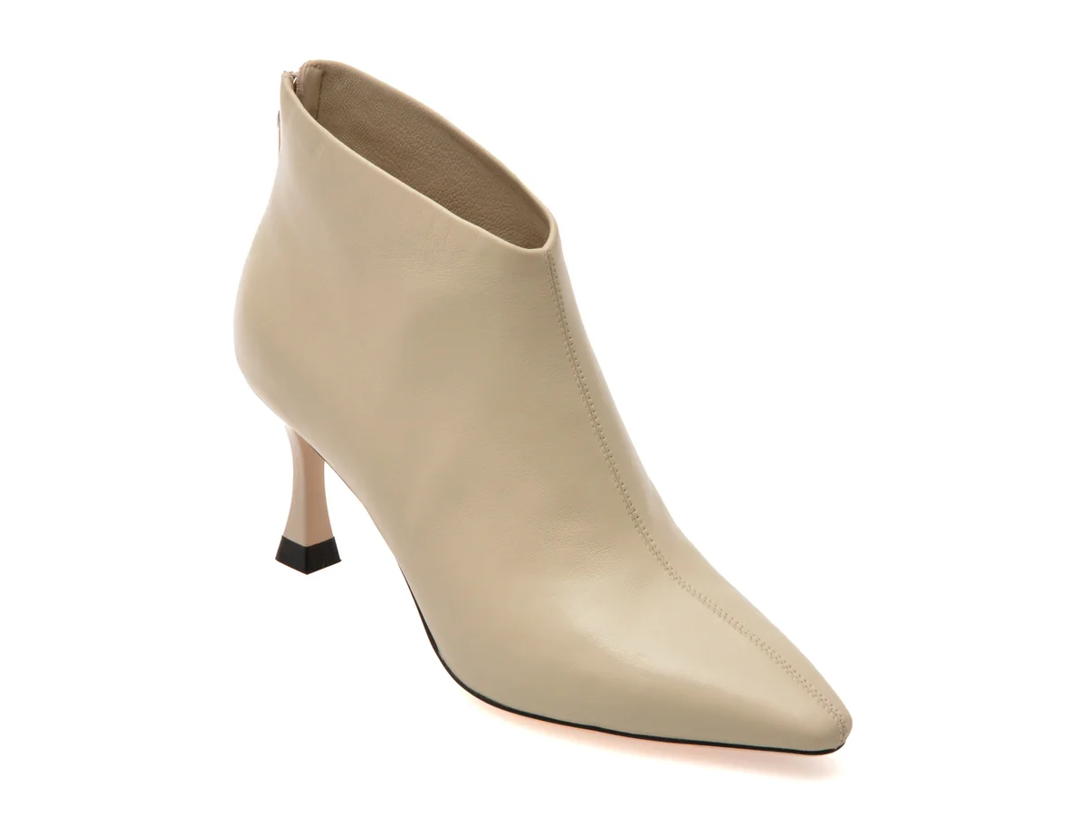 Botine Elegante Epica Bej, 62269, Din Piele Naturala
