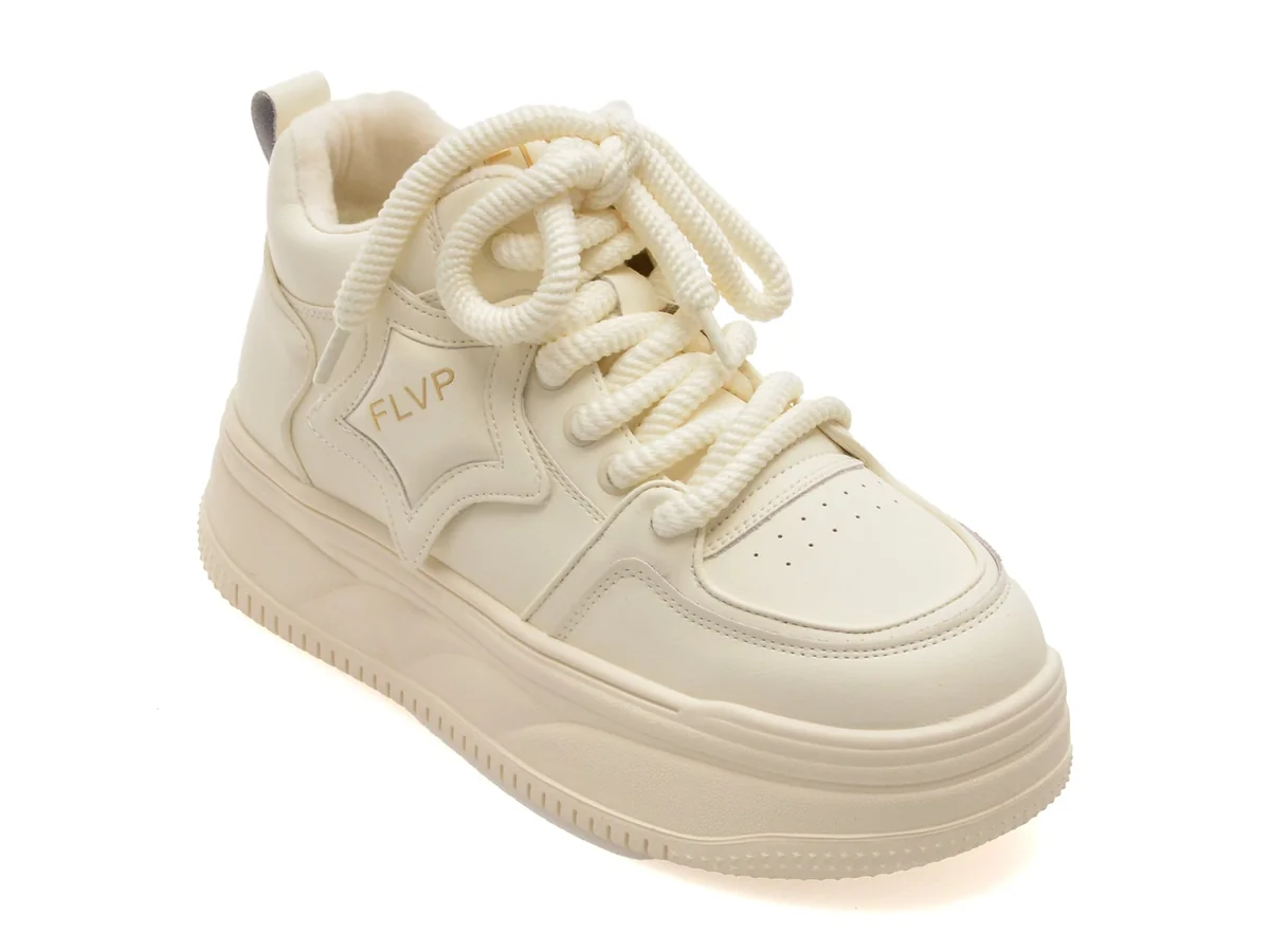 Pantofi Sport Flavia Passini Albi, 7089, Din Piele Naturala