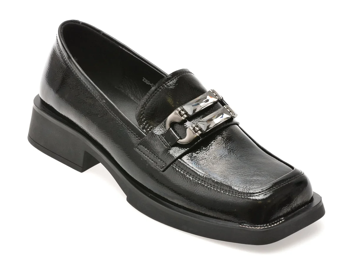 Mocasini Epica Negri, 2309, Din Piele Naturala Lacuita