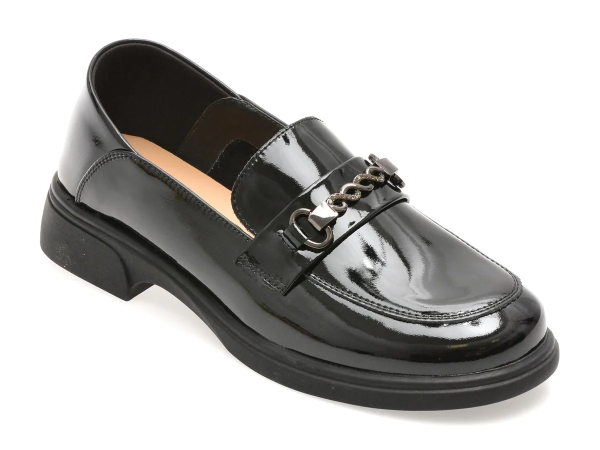 Mocasini Flavia Passini Negri, 5685, Din Piele Naturală Lăcuită