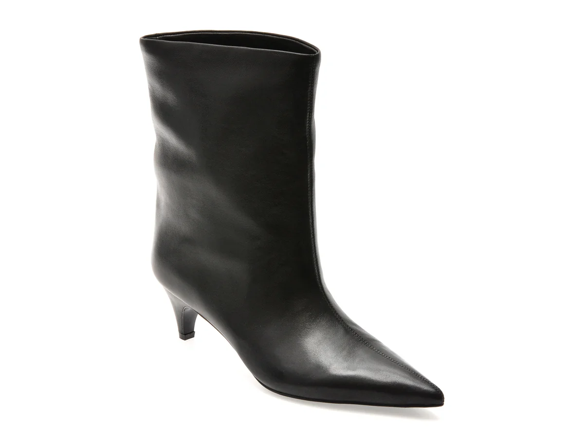 Botine Elegante Epica Premium Negre, 81R, Din Piele Naturală