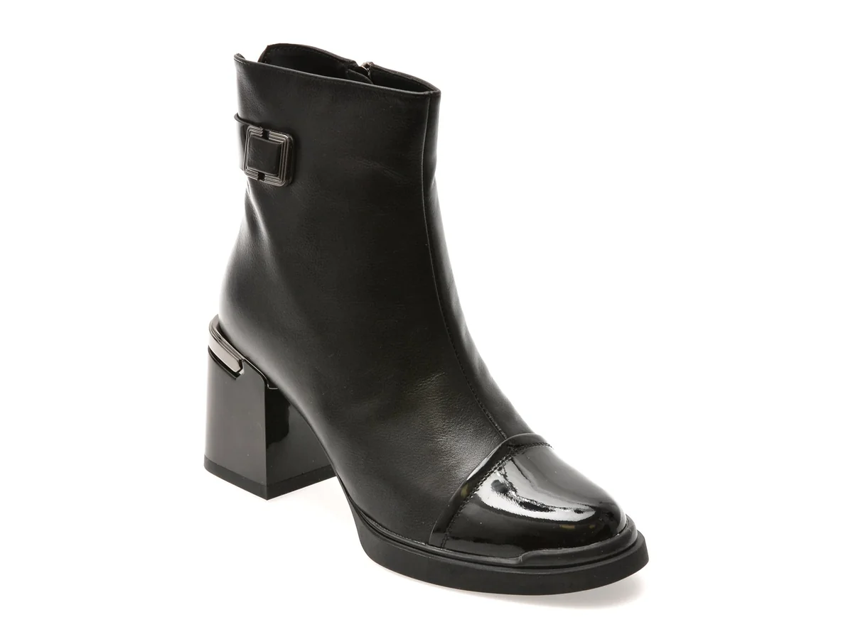 Botine Flavia Passini Negre, 3013, Din Piele Naturala