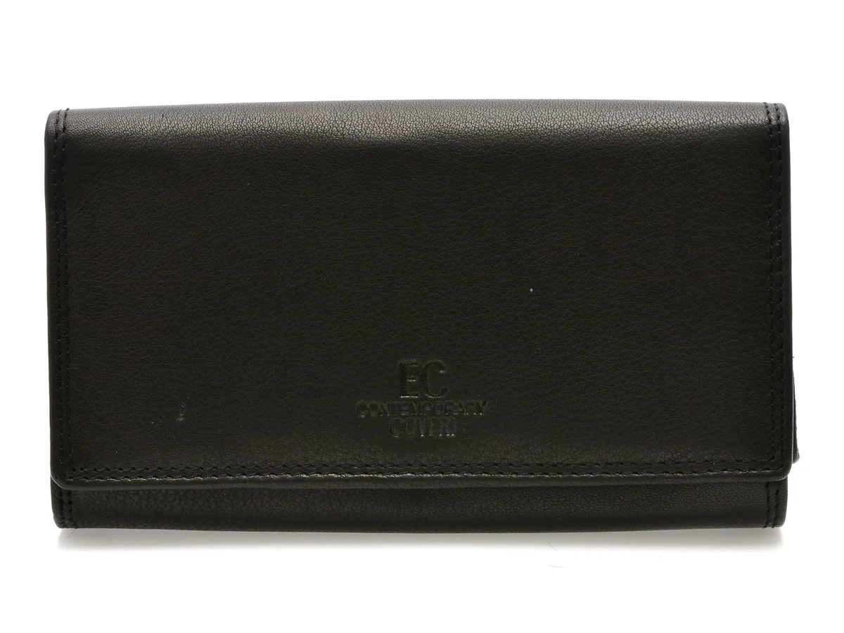 Portofel Coveri Negru, Ec70230, Din Piele Naturala