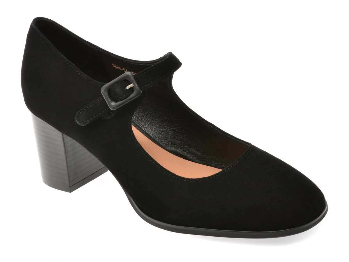 Pantofi Elegați Flavia Passini Negri, 58865, Din Piele Întoarsă