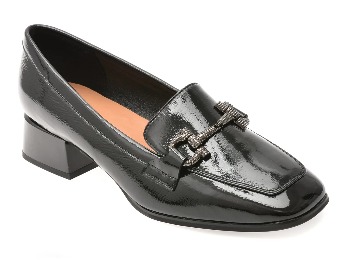 Mocasini Flavia Passini Negri, 14253, Din Piele Naturală Lăcuită