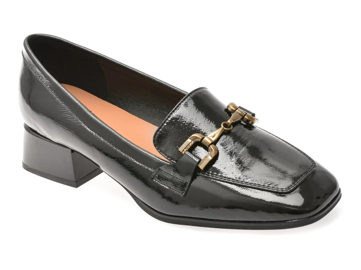 Mocasini Flavia Passini Negri, 14251, Din Piele Naturala Lacuita