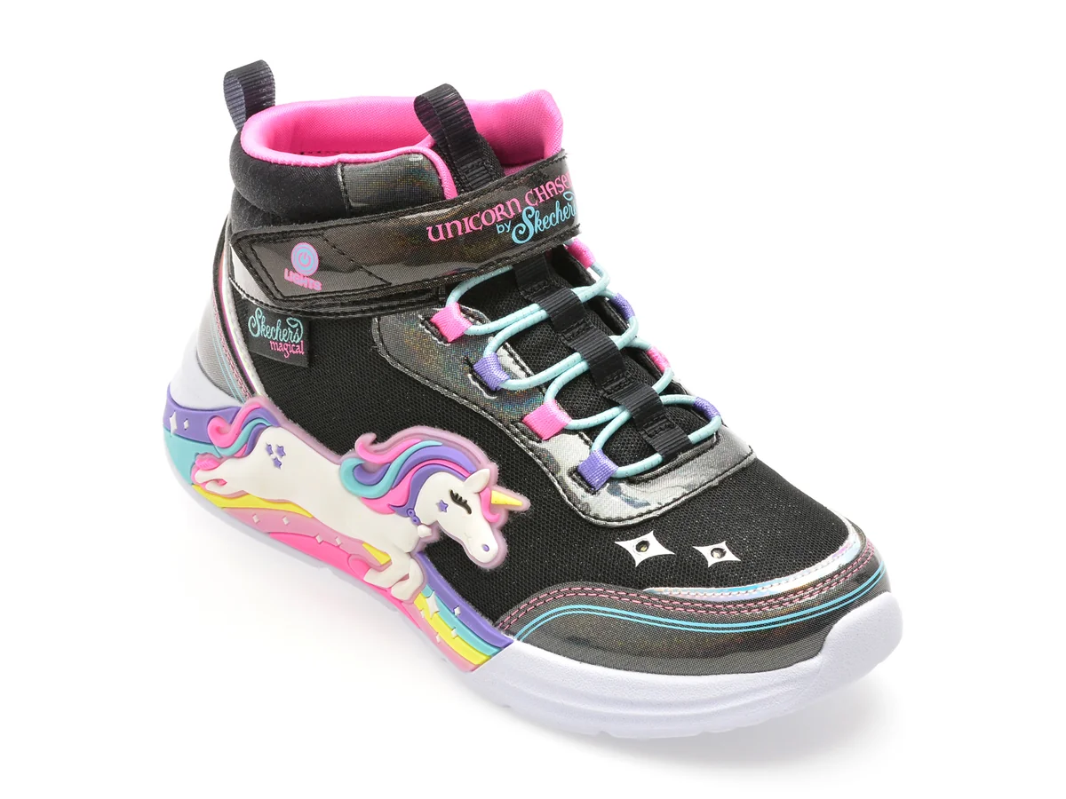 Ghete Skechers Negre, Unicorn Chaser, Din Material Textil