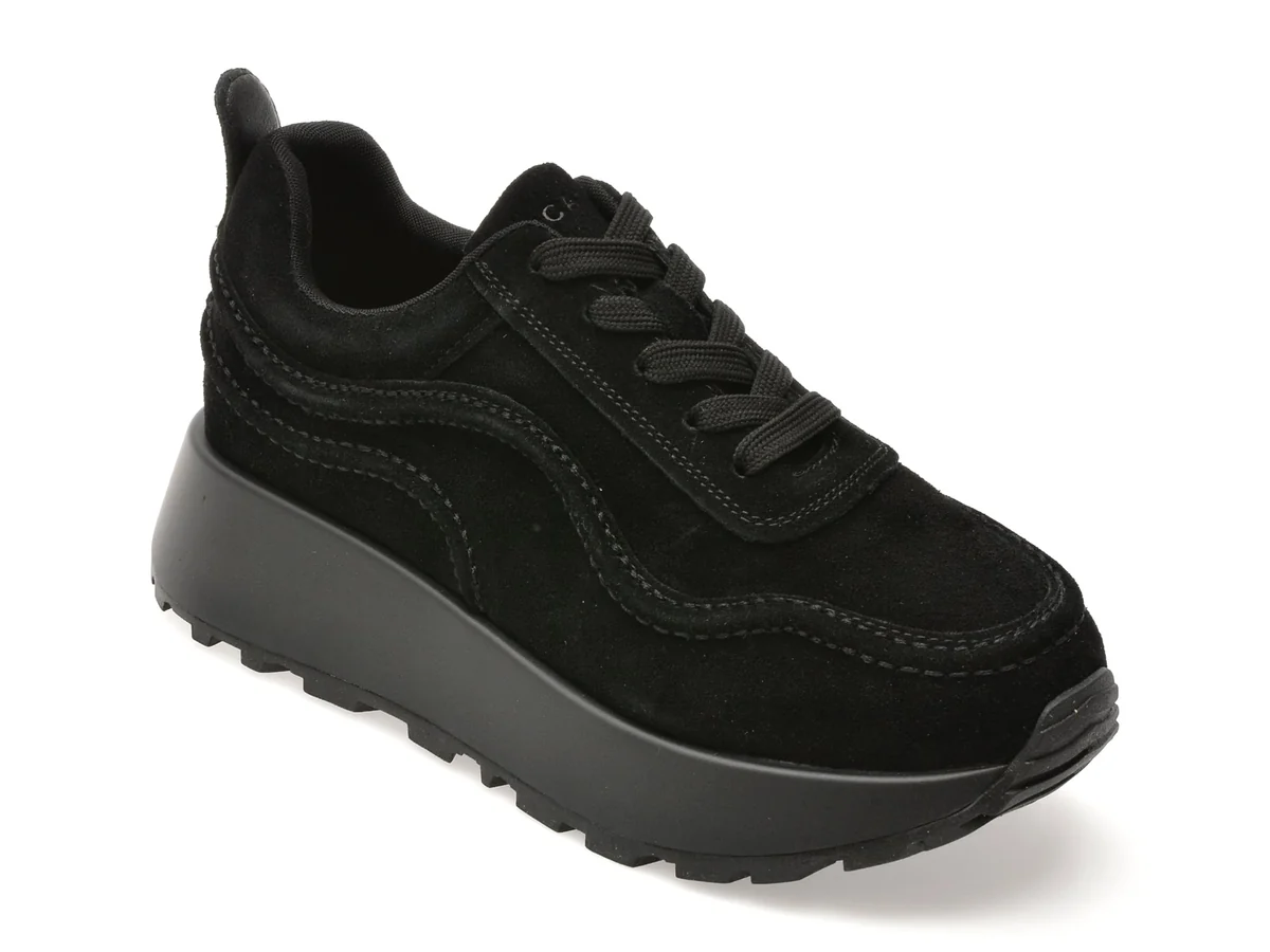 Pantofi Sport Epica Negri, 6038, Din Piele Întoarsă