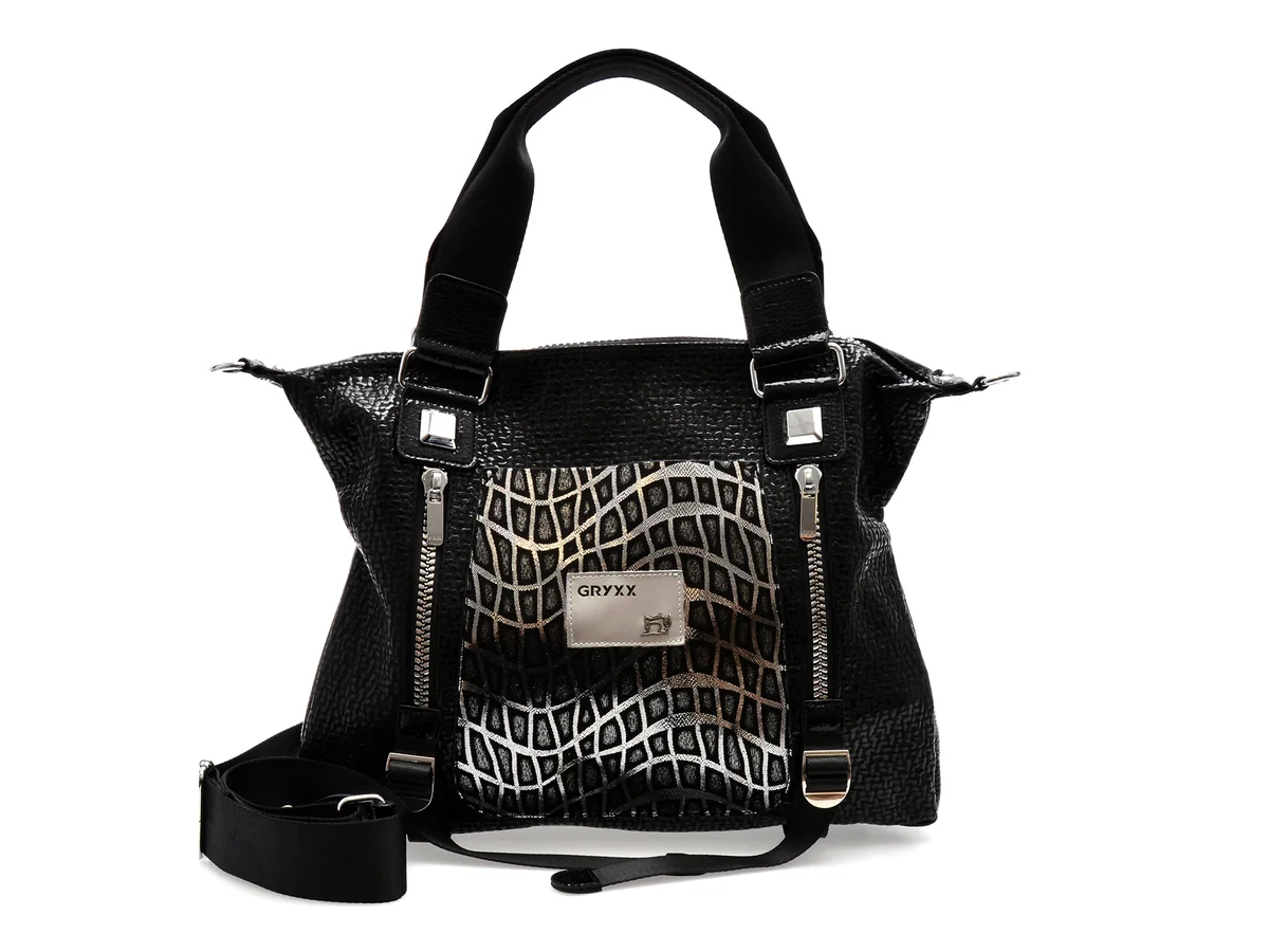 Geanta Gryxx Neagra, 6381, Din Piele Ecologica