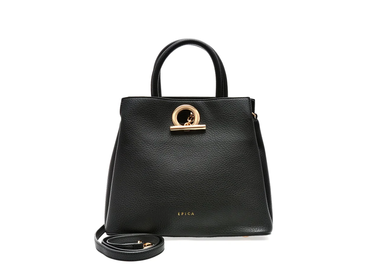 Geanta Epica Neagra, 3244, Din Piele Ecologica