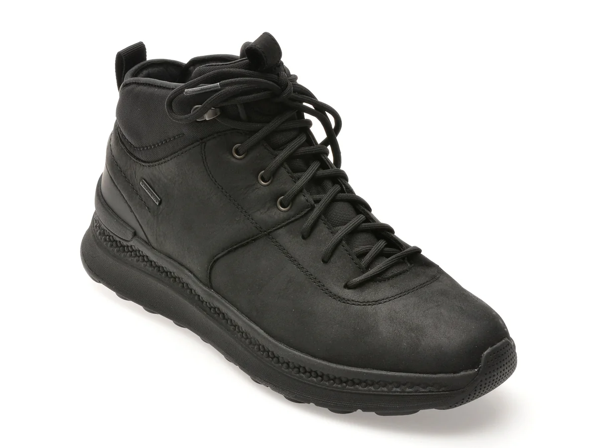 Ghete Geox Negre, U56HMC, Din Piele Naturala