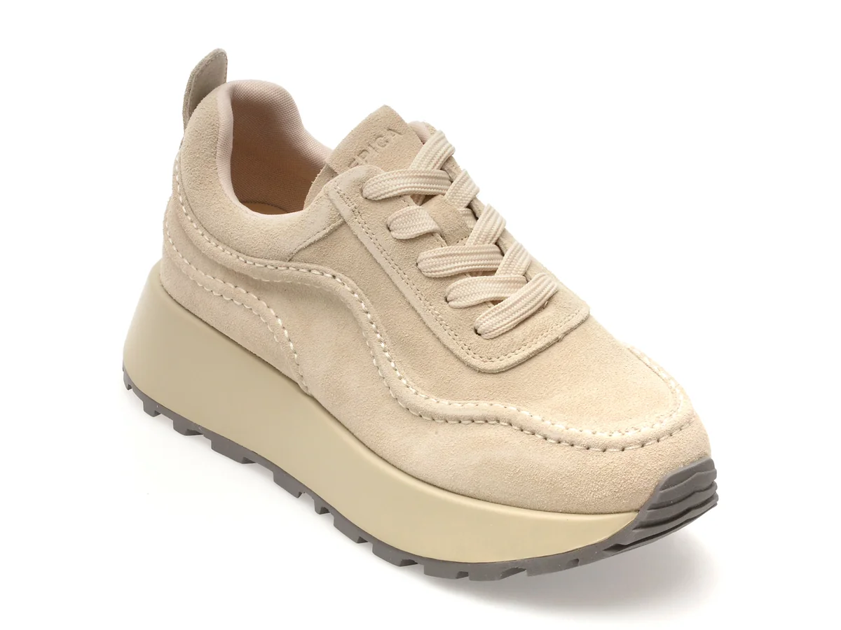 Pantofi Sport Epica Bej, 6038, Din Piele Intoarsa