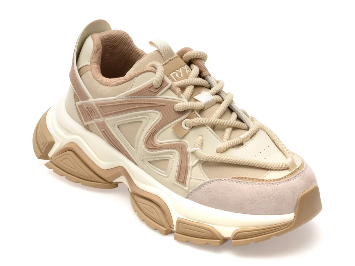 Pantofi Sport Gryxx Bej, 1006, Din Material Textil Și Piele Naturală