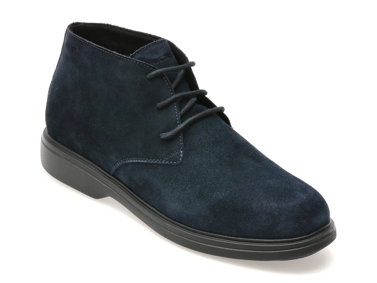 Ghete Geox Bleumarin, U16DCB, Din Piele Întoarsă