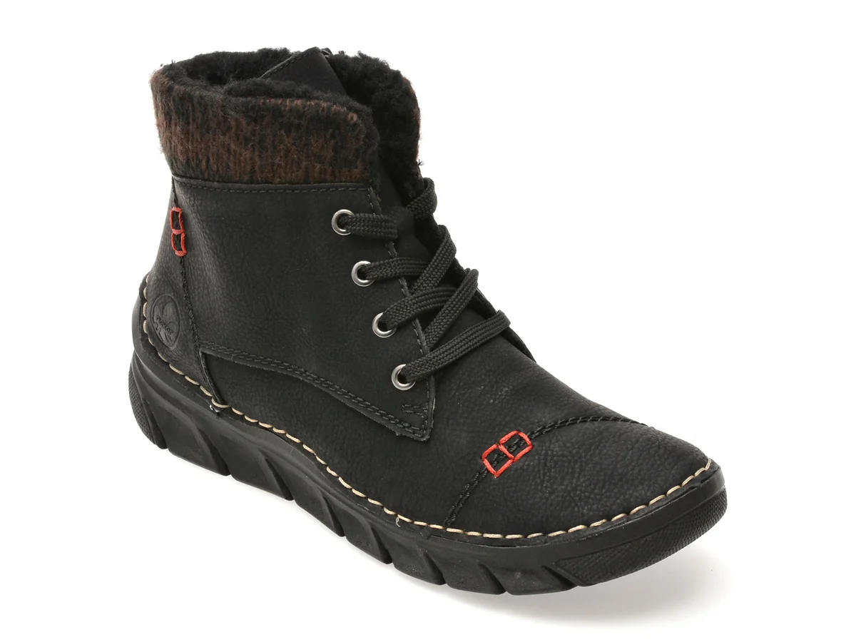 Ghete Rieker Negre, 55031, Din Piele Ecologica