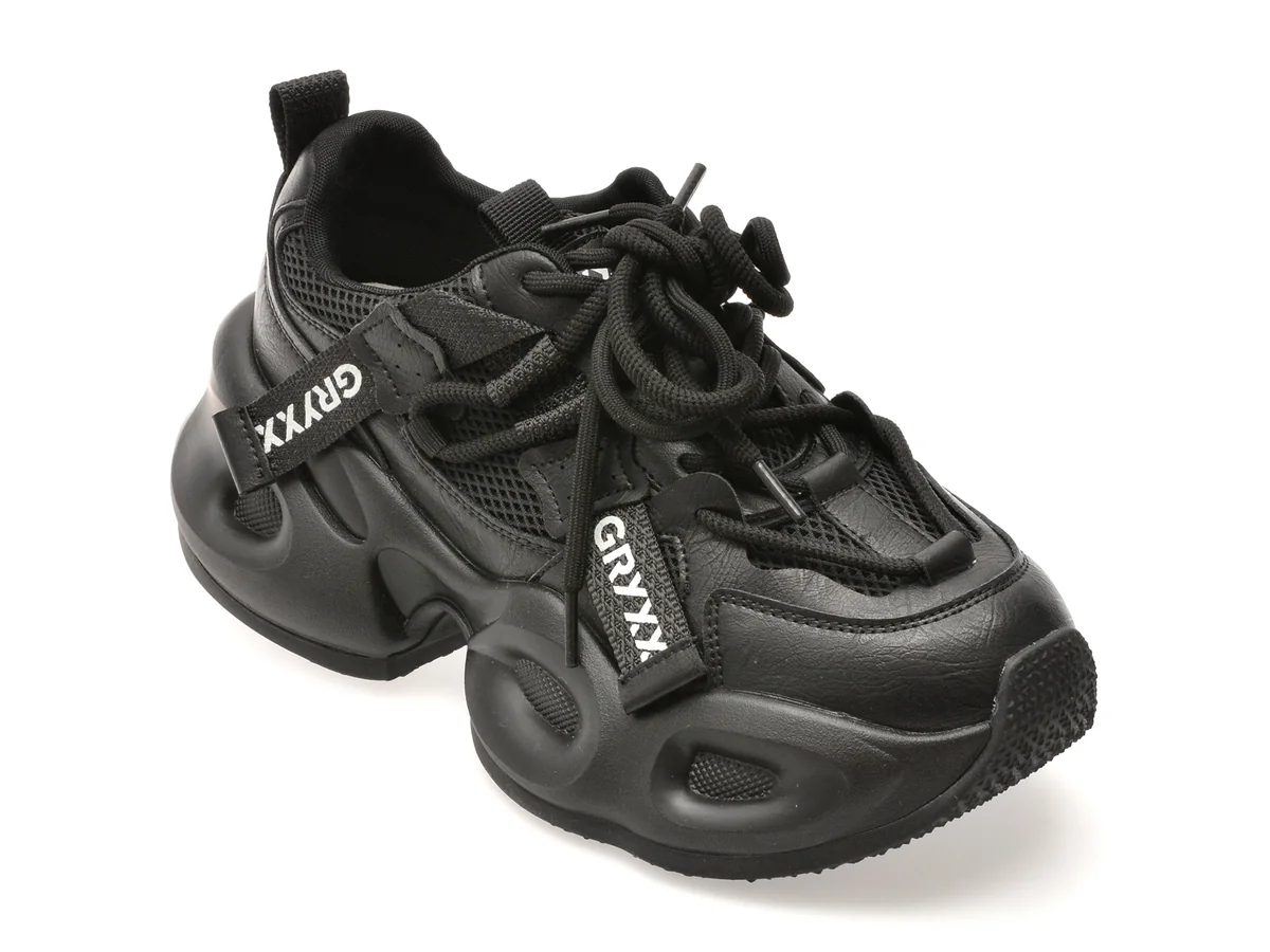 Pantofi Sport Gryxx Negri, 2556, Din Material Textil Și Piele Naturală