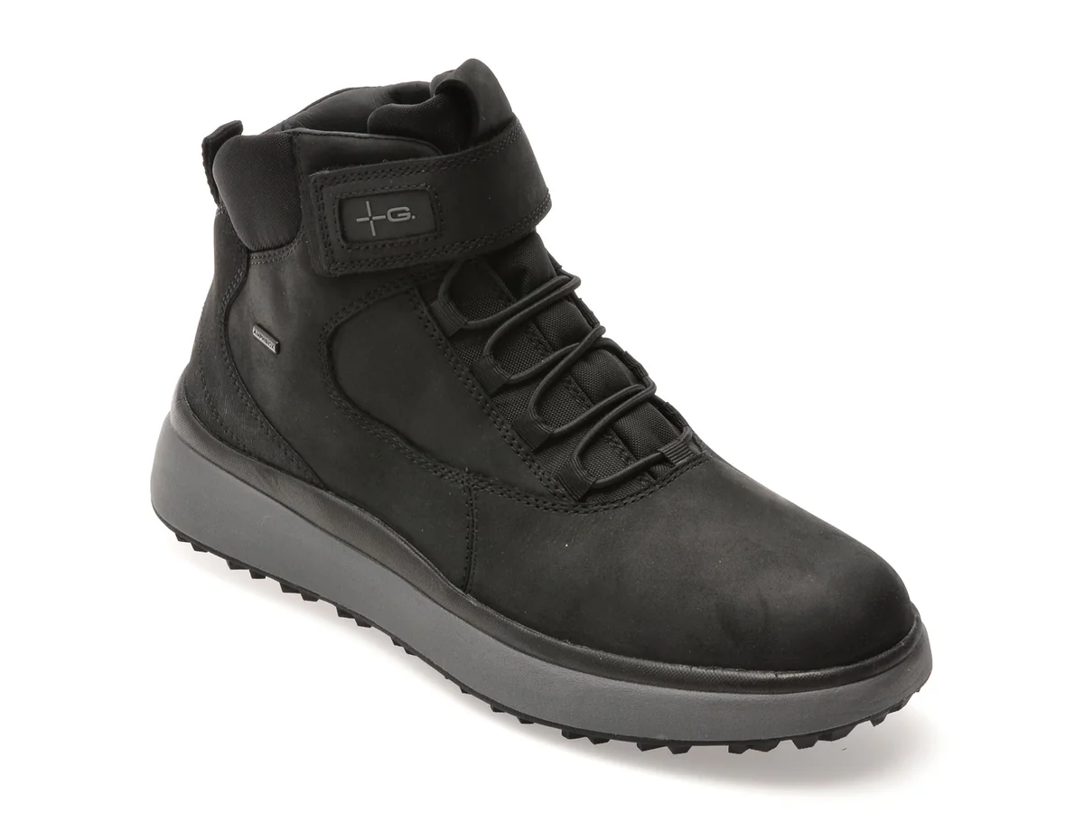 Ghete Geox Negre, U56FZC, Din Piele Naturala