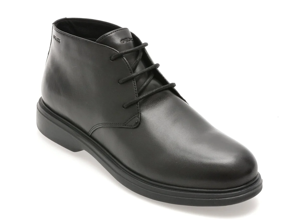 Ghete Geox Negre, U16DCB, Din Piele Naturală
