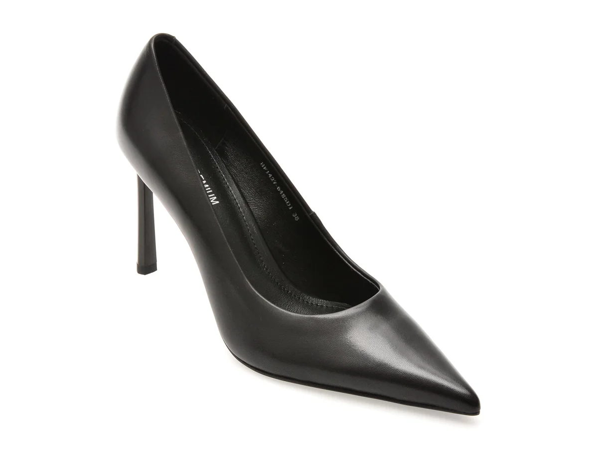 Pantofi Eleganți Epica Premium Negri, HF1427, Din Piele Naturală