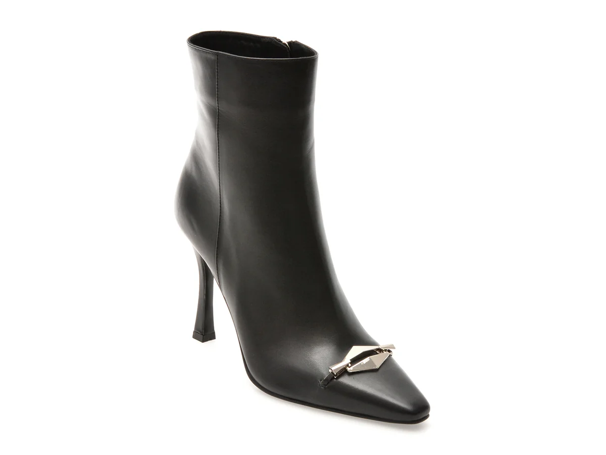 Botine Elegante Epica Negre, 6672290, Din Piele Naturala