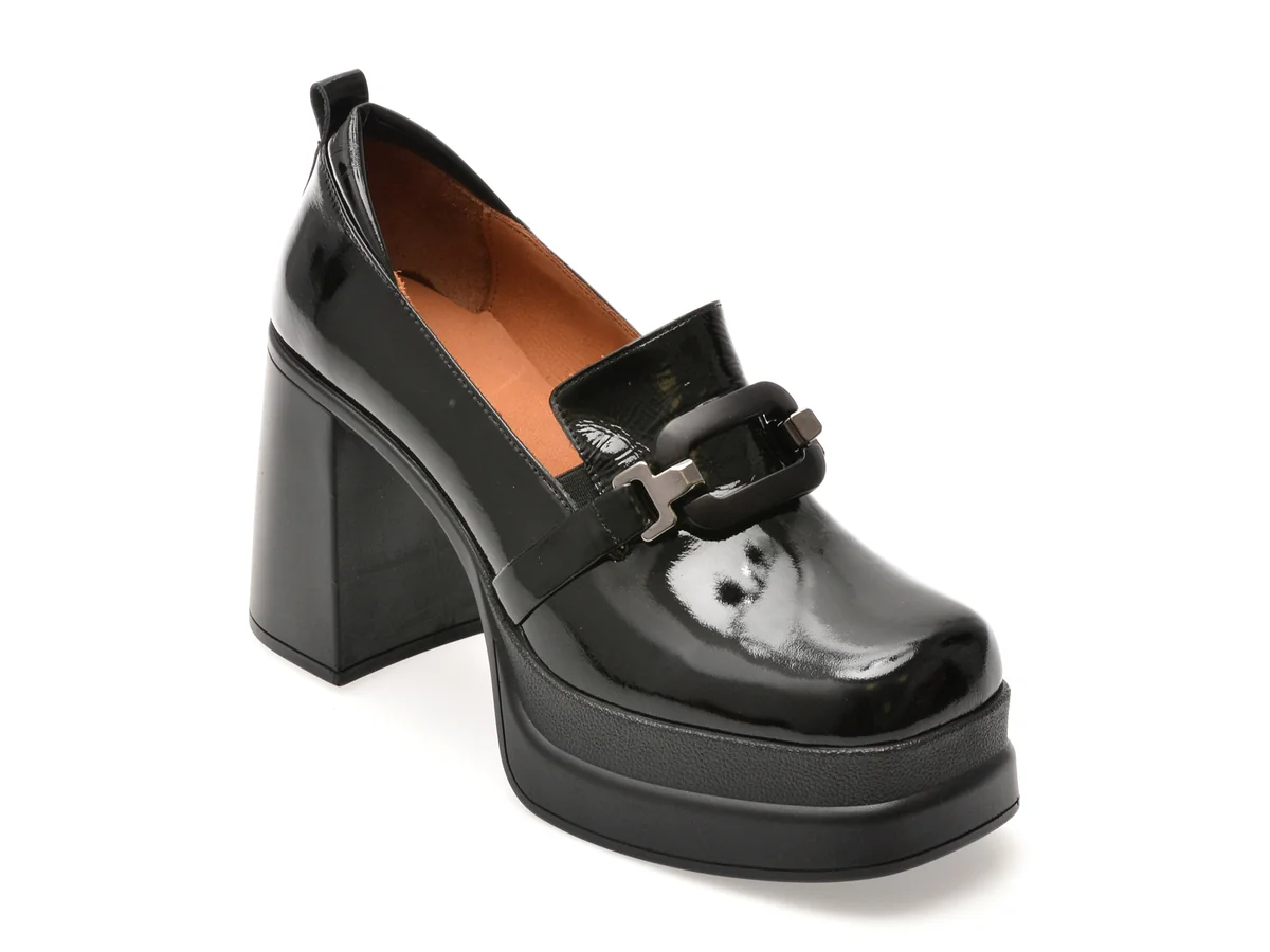 Pantofi Epica Negri, 19995, Din Piele Naturala Lacuita