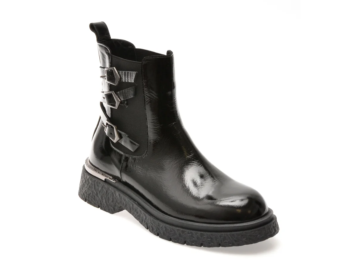 Ghete Epica Negre, 208301, Din Piele Naturala Lacuita