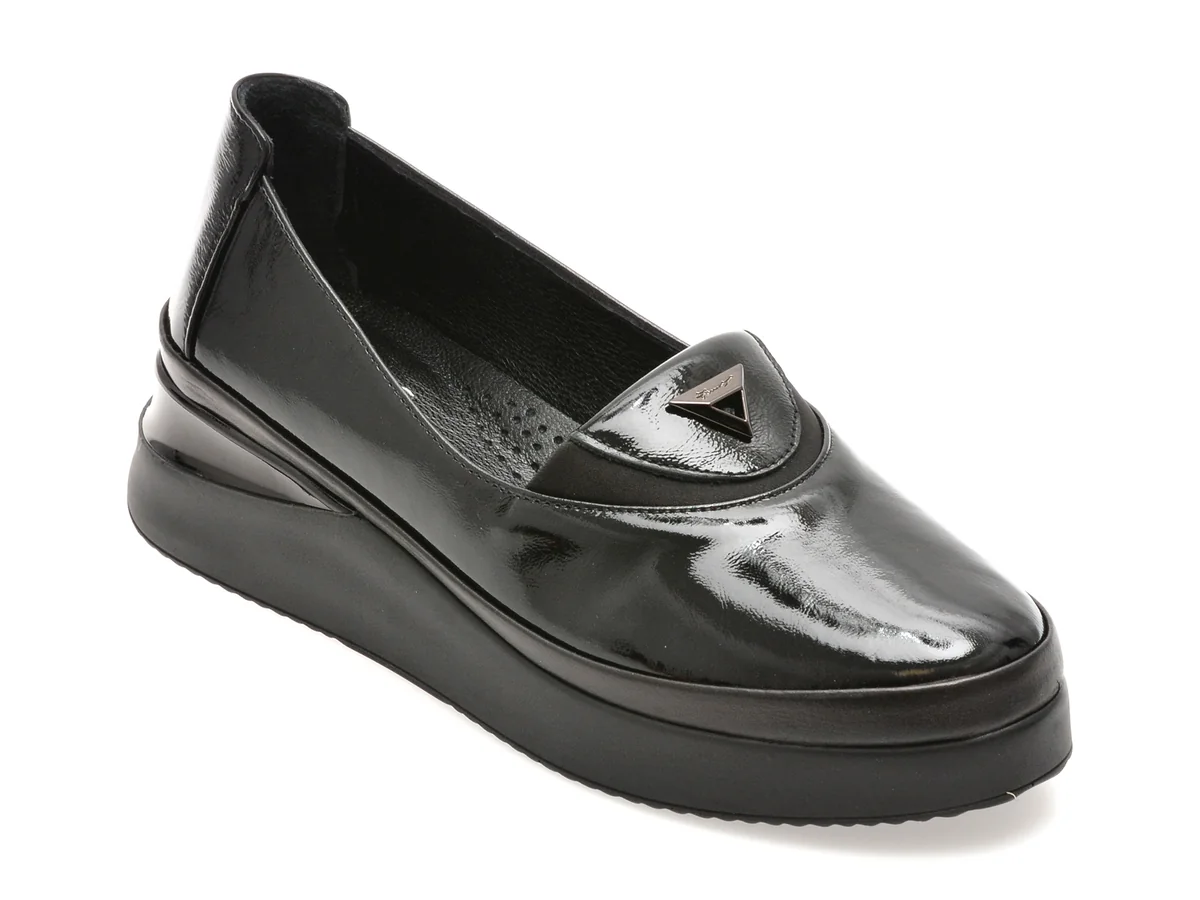Pantofi Image Negri, 1069001, Din Piele Naturală Lăcuită