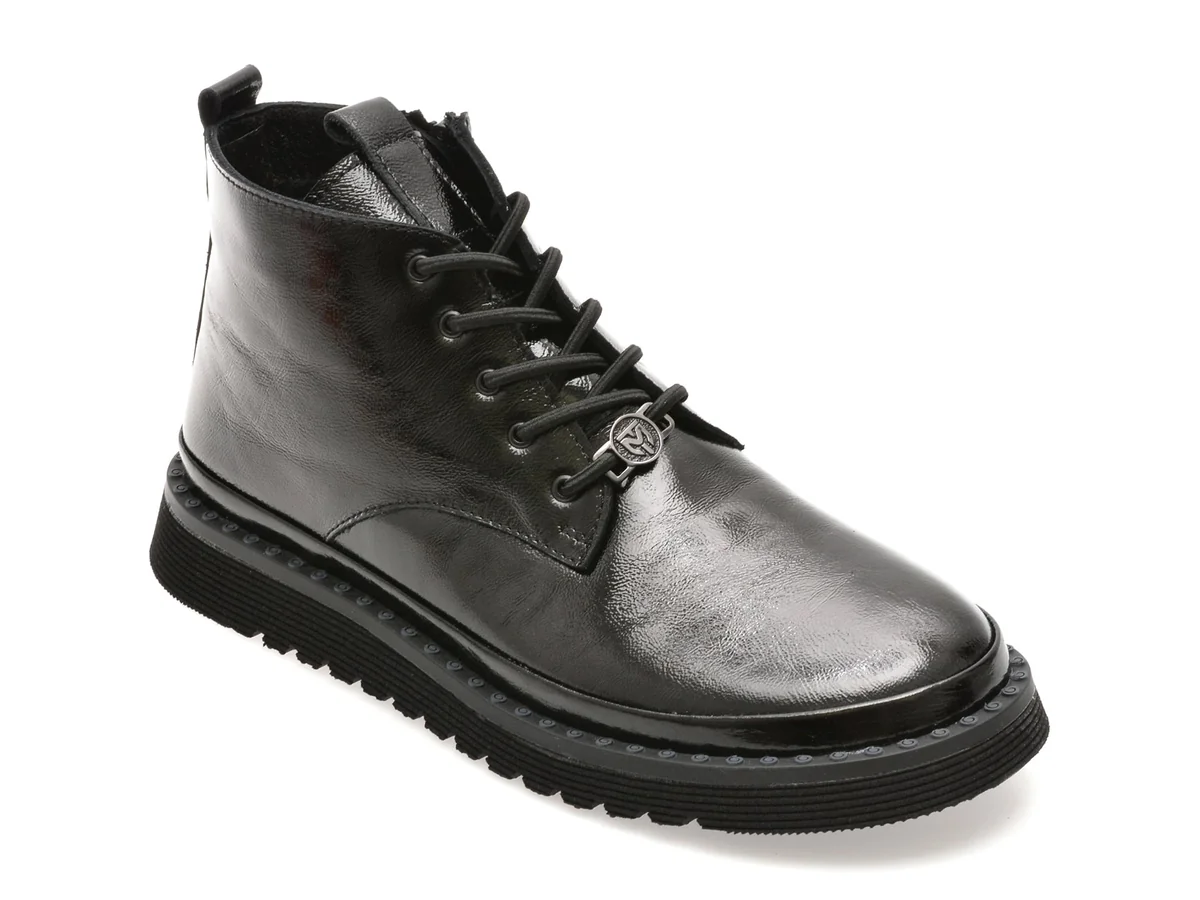 Ghete Gryxx Negre, 251KS08, Din Piele Naturala Lacuita