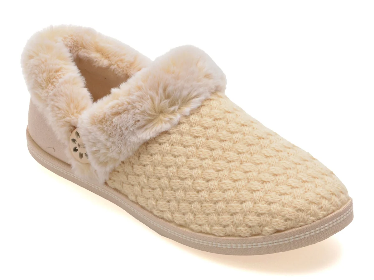 Papuci Skechers Bej, Cozy Campfire, Din Material Textil