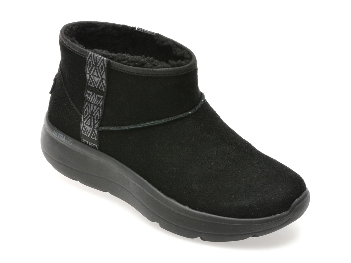Ghete Skechers Negre On-The-Go Encore Din Piele Întoarsă